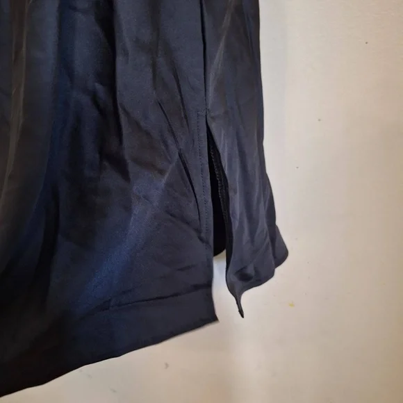 And Now This Black One Shoulder Cowl Neck Gold Chain Asymmetrical Satin Dress - Picture 4 of 12